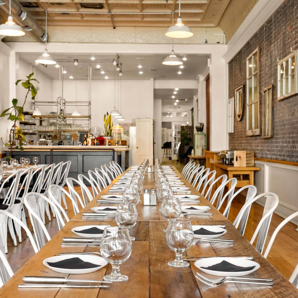 Long farm table set for a Vic private dinner